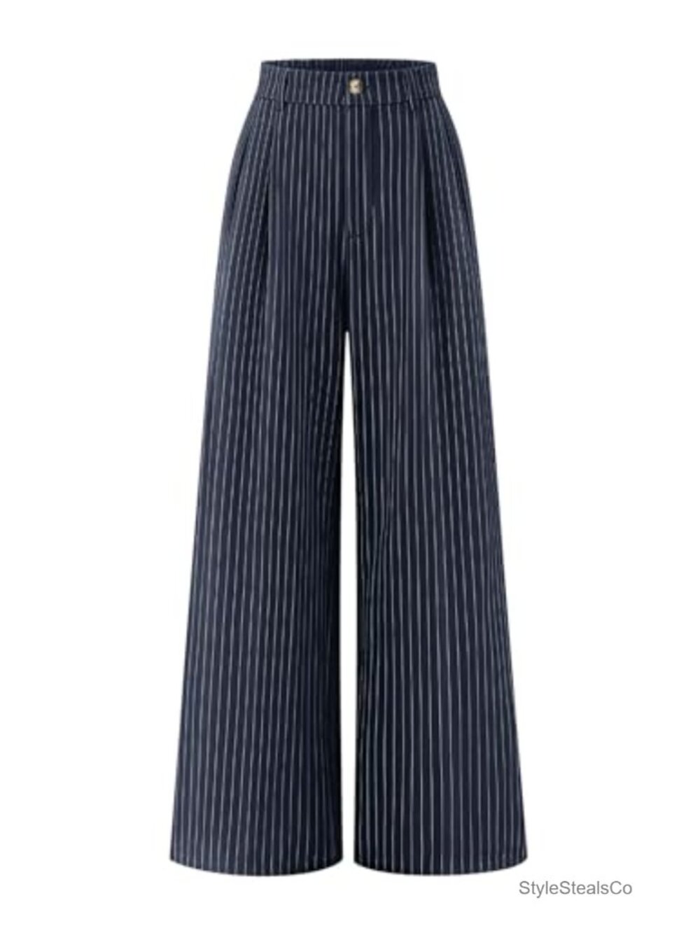 Women's High Waisted Wide Leg Striped Work Palazzo Pants with Pockets